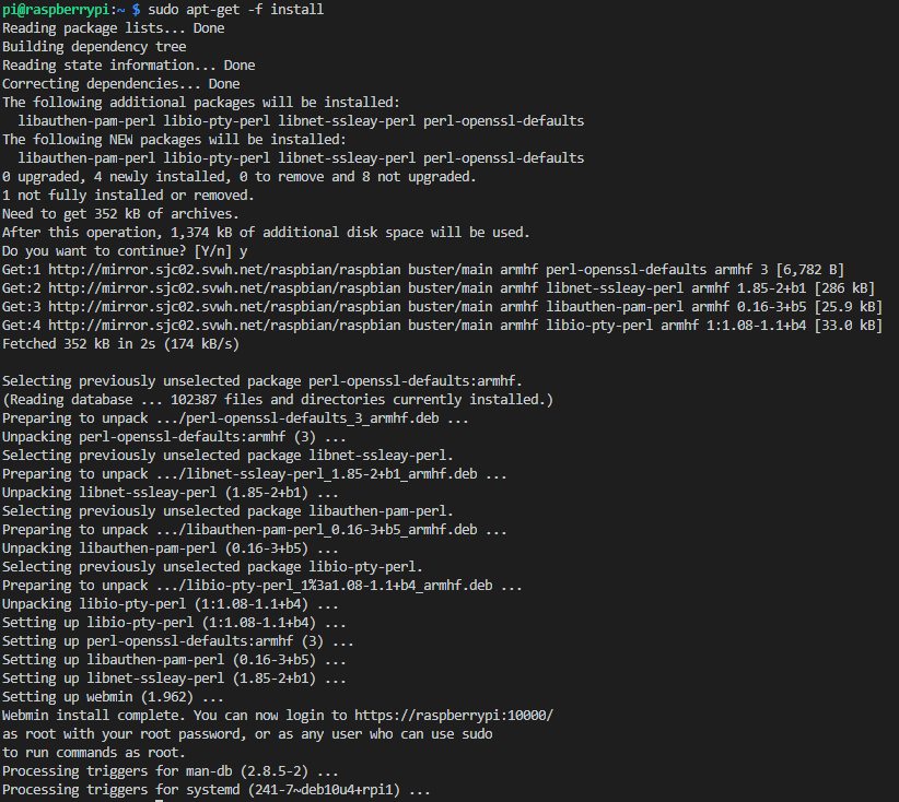 install webmin raspberry pi