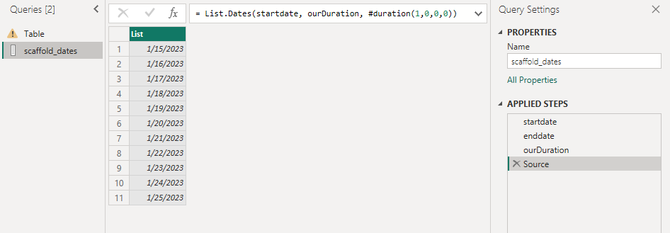 Date Scaffolding in Power BI