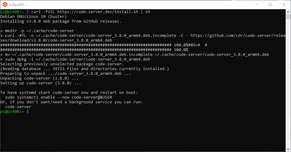 code server setup 2 — Interacting with the Raspberry Pi GPIO pins from a Web Interface