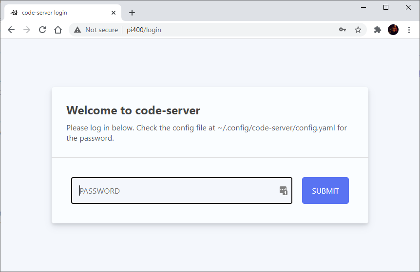 code server setup 5 — Interacting with the Raspberry Pi GPIO pins from a Web Interface